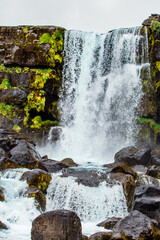 icelandic waterfall rocky landscape in spring
