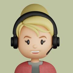 3D cartoon avatar of pretty blonde woman
