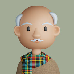 3D cartoon avatar of  smiling senior man
