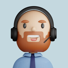 3D cartoon avatar of  smiling bald man - 523992825