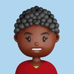 3D cartoon avatar of pretty black woman - 523992878