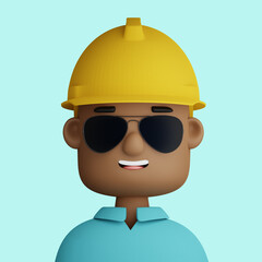 3D cartoon avatar of engineer man with safety helmet - 523992889