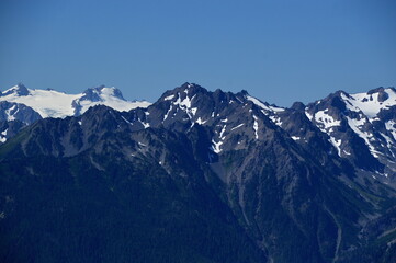 Fototapeta na wymiar Panorama Mountain Landscape at Hurricane Ridge in Olympic National Park, Washington