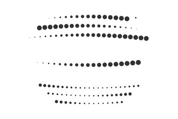 Set of halftone round dotted frames. Design element for frame, logo, web pages, prints, posters, template.