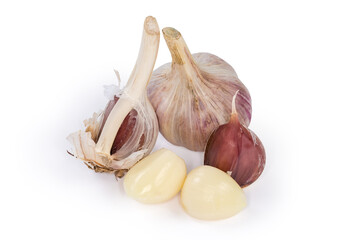 Whole head of garlic and cloves peeled off the husk