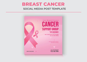 Support Group social media, Cancer Support Group Social Media Template, Breast Cancer Awareness Month