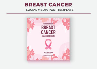 Support Group social media, Cancer Support Group Social Media Template, Breast Cancer Awareness Month