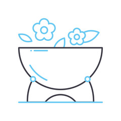 spa water bowl line icon, outline symbol, vector illustration, concept sign