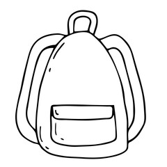 School bag vector icon. Hand-drawn backpack. Back to school education