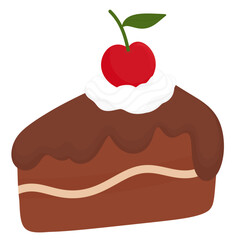 Chocolate Cake Slice, Cherry on Top