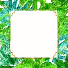 Abstract leaves tropical and palm leaves border with copy space on white background. 