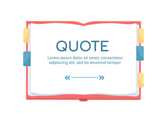 Famous writer quote textbox with flat object. Wisdom sharing. Speech bubble with editable cartoon illustration. Creative quotation isolated on white background. Comfortaa, Quicksand fonts used