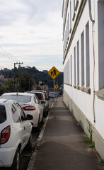 Traffic signage in a city for cars and vehicles