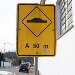 Traffic signage in a city for cars and vehicles