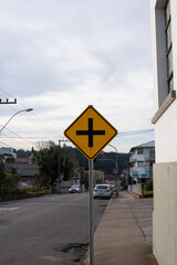 Traffic signage in a city for cars and vehicles