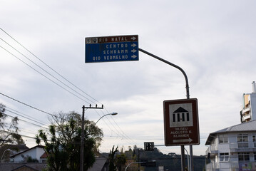 Traffic signage in a city for cars and vehicles