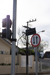 Traffic signage in a city for cars and vehicles