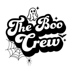 Fotobehang The boo crew and ghost halloween svg spooky,ext design for shirt,File for cricut boho retro vintage. © Pornsuda