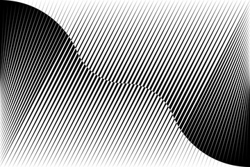 Abstract halftone lines black and white background, vector modern design texture.