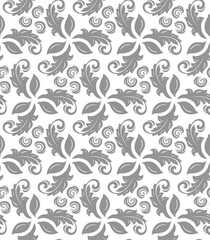 Floral vector silver ornament. Seamless abstract classic background with flowers. Pattern with repeating floral elements. Ornament for wallpaper and packaging