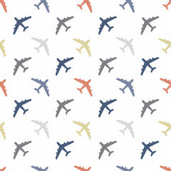Retro seamless pattern with airplanes.
