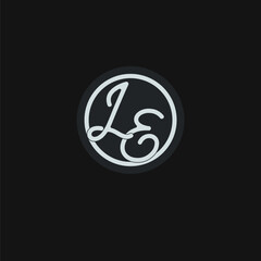 Initials LE logo monogram with simple circle line design inspiration - obrazy, fototapety, plakaty