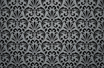 Floral pattern. Vintage wallpaper in the Baroque style. Seamless vector background. Black and gray ornament for fabric, wallpaper, packaging. Ornate Damask flower ornament
