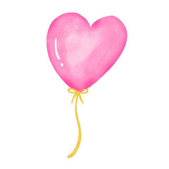 watercolor the balloon pink heart png.