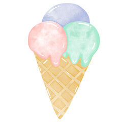 Watercolor the ice-cream png.