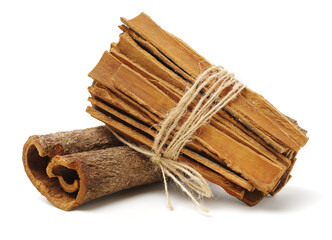 Cinnamon on a white background