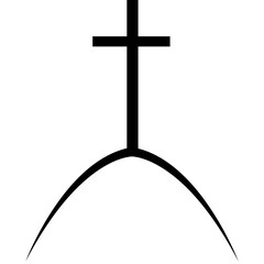cross on the mountain. christian cross icon. Mount Calvary. symbol of christianity. vector illustration.