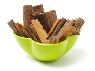 Cinnamon on a white background