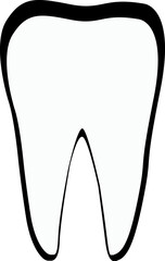 tooth icon. Dentistry symbol. Medical sign. white simple tooth sticker. White and healthy mouth. dentalhealth.