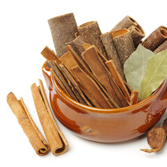 Cinnamon on a white background