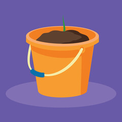 Sprouted sprout from a bucket of earth