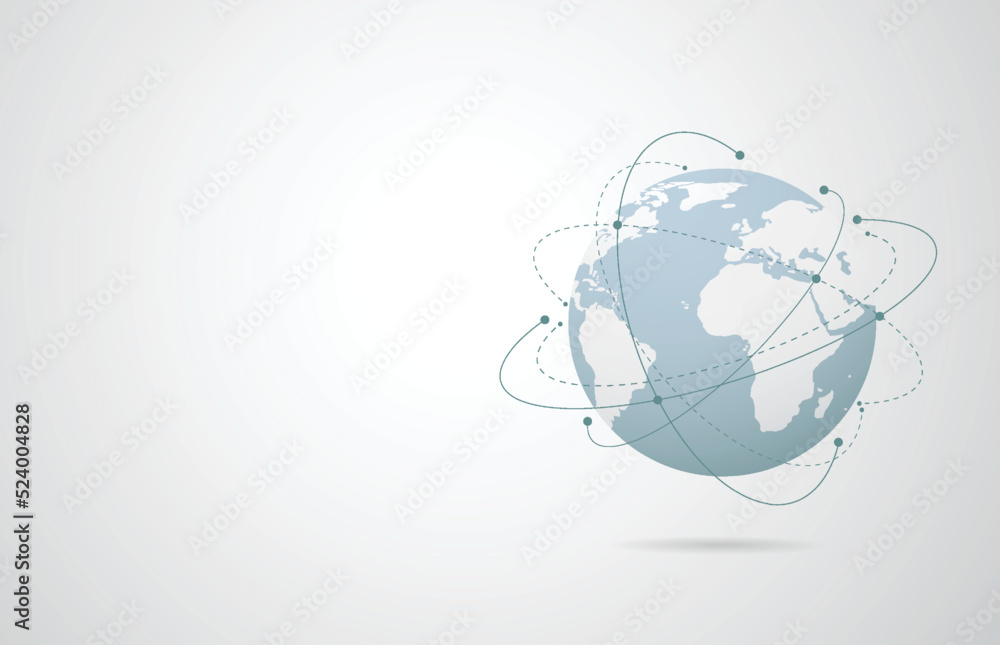 Poster global network connection. world map point and line composition concept of global business. vector i