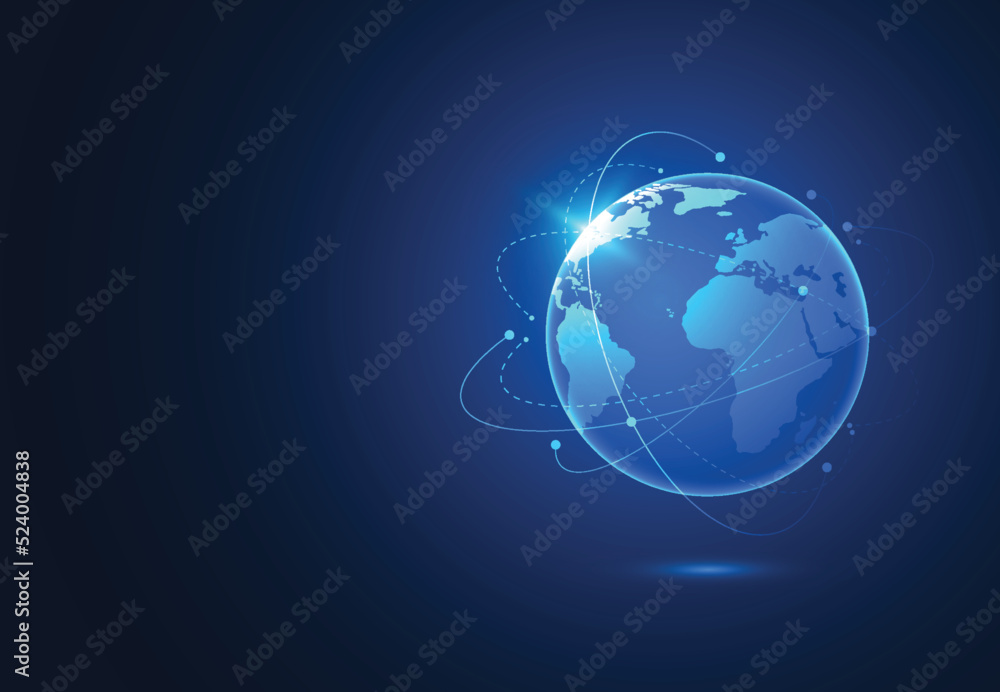 Poster global network connection. world map point and line composition concept of global business. vector i