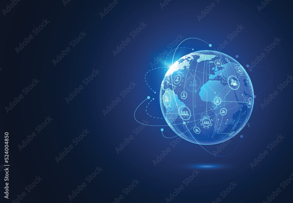Poster global network connection. world map point and line composition concept of global business. vector i