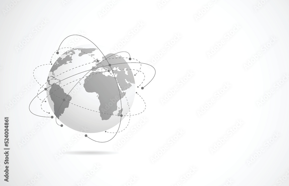 Poster global network connection. world map point and line composition concept of global business. vector i