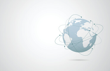 Global network connection. World map point and line composition concept of global business. Vector Illustration - obrazy, fototapety, plakaty