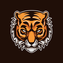 Tiger Head Mascot Cartoon Illustration