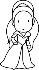 Cute princess drawing for coloring