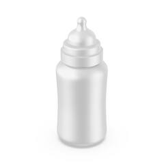 Newborn baby plastic feeding bottle mockup on isolated white background, 3d render illustration