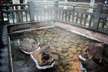 湯村温泉、ホテル、温泉街、温泉卵、足湯