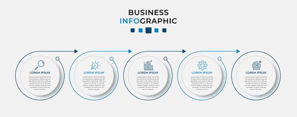 Vector Infographic design business template with icons and 5 options or steps. Can be used for process diagram, presentations, workflow layout, banner, flow chart, info graph