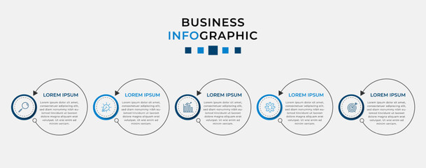 Vector Infographic design business template with icons and 5 options or steps. Can be used for process diagram, presentations, workflow layout, banner, flow chart, info graph