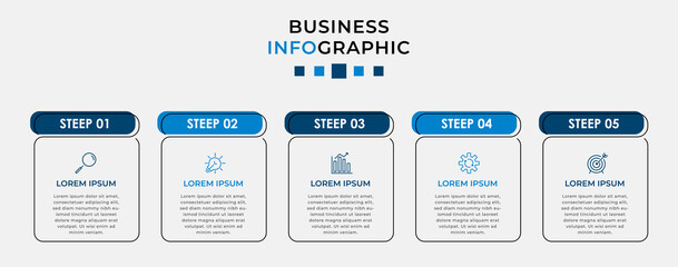 Vector Infographic design business template with icons and 5 options or steps. Can be used for process diagram, presentations, workflow layout, banner, flow chart, info graph