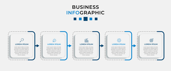 Vector Infographic design business template with icons and 5 options or steps. Can be used for process diagram, presentations, workflow layout, banner, flow chart, info graph