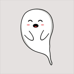kawaii cute ghost mascot vector design illustration line art