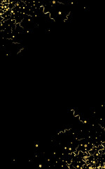 Gold Ribbon Anniversary Vector Black Background.